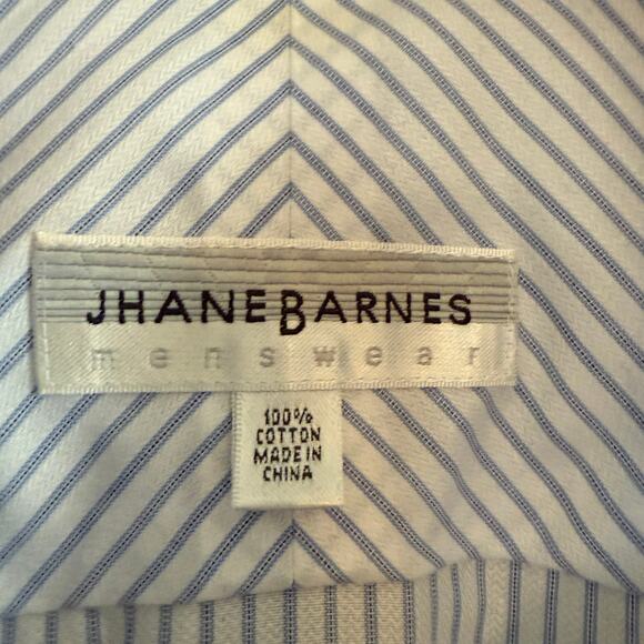 JHANE BARNES | Men's Slim Fit Non-Iron Blue White Striped Button Up Shirt Medium - Picture 2 of 9